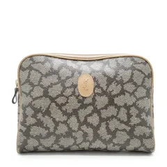 イヴ・サンローラン ジラフ柄プリント クラッチバッグ ビンテージ Yves Saint Laurent Giraffe Print Clutch Taupe Vintage Canvas, Leather