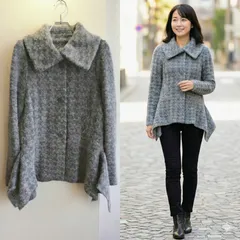 美品⭐️ セシオセラ CECI OU CELA ウールコート 千鳥格子 大きめ襟 Aライン アウター 毛 wool ウール 混 日本製 メイドインジャパン きれいめ 大人 カジュアル 大人 可愛い 通勤 オフィス 防寒 羽織り ベーシック フレア