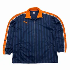 プーマ トラックジャケット メンズ S-M ネイビー オレンジ ジャージ バックロゴ スポーツ