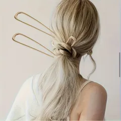 No.396 U字 かんざし ゴールド ヘアピン シンプル メタル ヘアアクセサリー まとめ髪 普段使い 結婚式 ミニマル