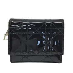 DIOR【ディオール】ロータスウォレット　41-MA-0252　三つ折り財布　レディディオール　パテントレザー　ブラック【中古品/USED-B】質屋　かんてい局那覇店　ｎ3101699927300003