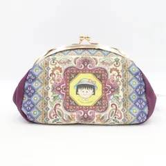 ちびまる子ちゃんがま口ポーチ 高さ12×幅16×マチ9cm 綿 口金式 日本製 さくらももこ タグ付き 未使用