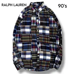 【RALPH LAUREN】希少　90's パッチワークチェック ダウンボタンシャツ