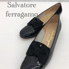 Salvatore Ferragamo サルヴァトーレフェラガモ　エナメルパンプス　リボン　レディース 7 ブラック  レディース 靴