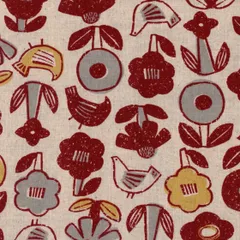 綿麻プリント　綿75％　麻25％　100cmx112cm　ハンドメイド