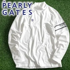 PEARLY GATES パーリーゲイツ ゴルフ 日本製 コットン混 ベア天竺 ワンポイントロゴ 無地 ストレッチ モックネック 長袖 インナーシャツ カットソー ゴルフウェア 053-2266901 定価1.3万 ホワイト 6 ▲015▼50304w02