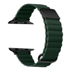 Apple Watch マグネット式  PUレザー バンド ダークグリーン　590990424445