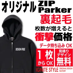 オーダーメイドジップパーカー作成　オリジナルパーカー　裏起毛　プリント　制作
