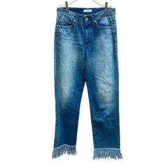 MN4  LUGHA　ルーガ　パンツデニムストレート フルレングス　コットン　裾&バックポケットフリンジ付き　レディース　Mサイズ　 ブルー 2000002140528