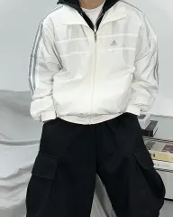 アディダス 00s 白 グレー ウィンドブレーカー L