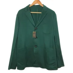 コムサメン COMME CA MEN タグ付き ラミージャージー ３ボタンジャケット 07-15JT07 L 緑 グリーン /X