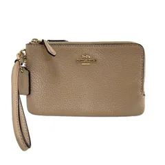 COACH(コーチ) リストレット美品  ダブルコーナー ジップ リストレット 6649 ピンクベージュ レザー