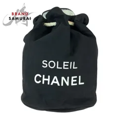 CHANEL シャネル 巾着 ブラック ホワイト ゴールド金具 キャンバス ショルダーバッグ レディース 600198【中古】
