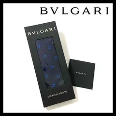 【BVLGARI】ネクタイ SILK/シルク 100% セッテピエゲ ネイビー ブルー/青系 リング/指輪柄 ドット柄 総柄 ブルガリ Daniele Pizzisom (MM-664)