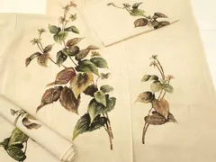 平和屋着物▼付下げ　解き反物　ろうけつ染め　枝花文　正絹　逸品　AABB7160ay