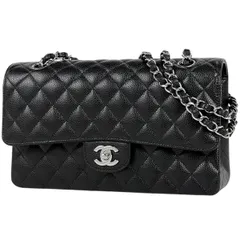 【在庫一掃】 シャネル CHANEL マトラッセ Wフラップ チェーン ショルダーバッグ ココマーク ショルダーバッグ キャビアスキン ブラック A01112 レディース 【中古】