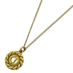 【在庫一掃】 クリスチャンディオール Christian Dior ロゴ ネックレス ラウンド CD ネックレス GP ゴールド レディース 【中古】