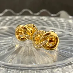 Christian Dior　ディオール　イヤリング　クリップ式　ゴールド　ラインストーン　198