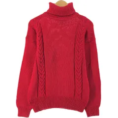 古着 80~90年代 エディーバウアー Eddie Bauer 黒タグ ケーブル編み タートルネック コットンニットセーター レディースL相当/eaa532257