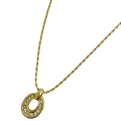 【在庫一掃】 クリスチャンディオール Christian Dior ラインストーン デザイン ネックレス オーバル ネックレス GP ゴールド レディース 【中古】