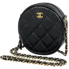 【在庫一掃】 シャネル CHANEL ココマーク ラウンド チェーン ショルダーバッグ マトラッセ ミニ クラシック ショルダーバッグ キャビアスキン ブラック レディース 【中古】