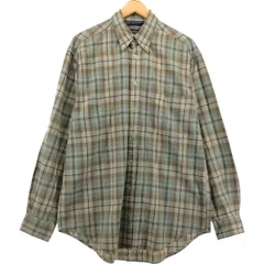 古着 90年代 ノーティカ NAUTICA チェック柄 長袖 リネン×コットン ボタンダウンシャツ メンズM相当 ヴィンテージ/eaa561012