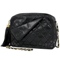【在庫一掃】 シャネル CHANEL ココマーク フリンジ チェーン ショルダーバッグ タッセル マトラッセ ショルダーバッグ レザー ブラック レディース 【中古】