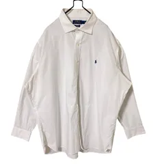 無地 シンプル 単色 ホワイト 白 ワンポイント オーバーサイズ 2XL ラルフローレン シャツ レディース ユニセックス メンズ 古着 長袖