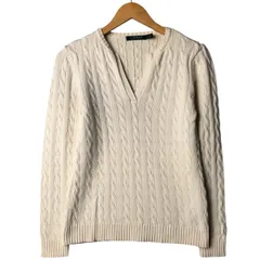 古着 ラルフローレン Ralph Lauren LAUREN ローレン スリットネック ケーブル編み コットンニットセーター レディースM相当/eaa572613
