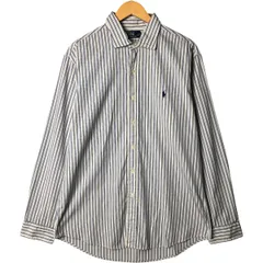 古着 ラルフローレン Ralph Lauren POLO by Ralph Lauren 長袖 ワイドカラー コットンストライプシャツ メンズXL相当/eaa583711