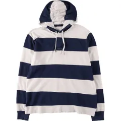 古着 ラルフローレン Ralph Lauren ボーダー柄 フード付き 長袖 ラガーシャツ メンズM相当/eaa586795