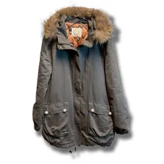 エディットコロン パール付 モッズコート 2 M位 カーキ リアルファー 中綿キルティング裏地 EDIT COLOGNE