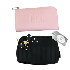 180053 Christian Dior クリスチャンディオール ノベルティポーチ ピンク ブラック 2点まとめ売り