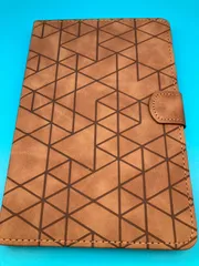 iPad mini ケース 手帳型 ブラウン 幾何学模様 カード収納 スタンド機能