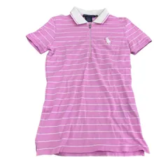 180053 RALPH LAUREN SPORT ラルフローレンスポーツ ポロシャツ S ピンク ボーダー柄 コットン