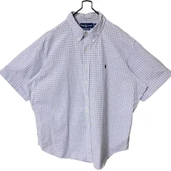 チェック ボタンダウン 2XL ラルフローレン 水色 ブルー 青 オーバーサイズ シャツ レディース ユニセックス メンズ 古着 半袖
