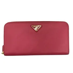 180053 現状品 PRADA プラダ サフィアーノ　ラウンドファスナー　長財布　三角プレート ピンク