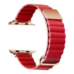 Apple Watch マグネット式  PUレザー バンド レッド　590970424445