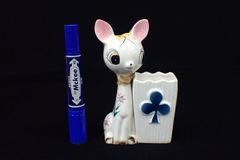 △昭和レトロ 陶器製 バンビ 小物入れ/置物(高さ約15cm)△当時物
