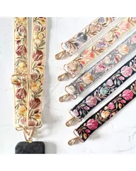 インド刺繍リボン ショルダーベルト スマホショルダー ショルダーストラップ 太め チューリップ