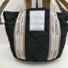 8524　THEATRE PRODUCTS　シアタープロダクツ　 ハンドバッグ　2way　ショルダーバッグ　 キルティング　ロゴ　ブラック系　黒　ナイロン　 別注ジャガードテープキルティングバケツトート　 CIAOPANIC TYPY　レディース
