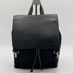 GUCCI グッチ バックパック リュック デイバック ブラック ナイロンキャンバス レザー  オールド ヴィンテージ レディース
