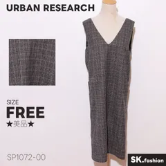 ★美品★ URBAN RESEARCH アーバンリサーチ ワンピース ノースリーブ ロング丈 チェック柄 深Vネック 大人シルエット 　グレー　 【SP1072-00】 送料無料　古着　レディース