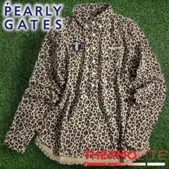 PEARLY GATES パーリーゲイツ 日本製 THERMOLITE 鹿の子 レオパード柄 ヒョウ柄 ボタンダウン 長袖 ポロシャツ プルオーバーカットソー ゴルフウェア レディース 055-2261004 定価2.5万 ブラウン ▲028▼50910w04