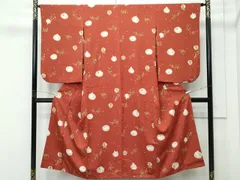 平和屋着物∵極上　女の子　十三参り　子供　祝着　南天　兎　金彩　海老茶色地　洗える着物　逸品　CZAA5009s6