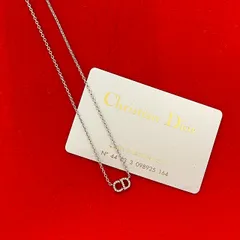 極 美品 Christian Dior クリスチャンディオール CD ロゴ モチーフ メッキ チェーン ネックレス ペンダント チョーカー シルバー 99862