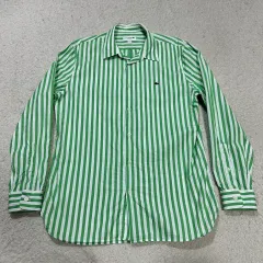 LACOSTE ラコステ グリーン ストライプ シャツ m 100