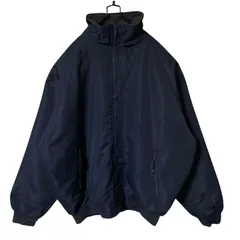 ナイロン ブルゾン 2XL オーバーサイズ ネイビー 無地 シンプル 単色 ジャケット アウター レディース ユニセックス メンズ 古着 長袖 CHM