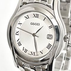 [구찌 5500M 남성 시계 닦은 미품] GUCCI 전지 신품 실버 문자판