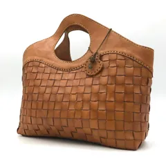 robita ロビタ メッシュレザー トートバッグ 本革 編み込み 茶 チャーム付